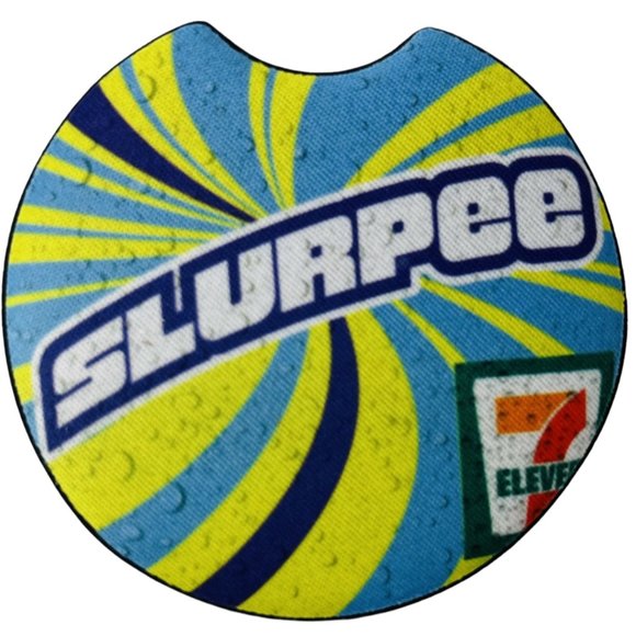 Car Coasters Slurpee Frozen Drink Beverage 7 Eleven Set of 2 Neoprene Absorbent - Picture 3 of 9